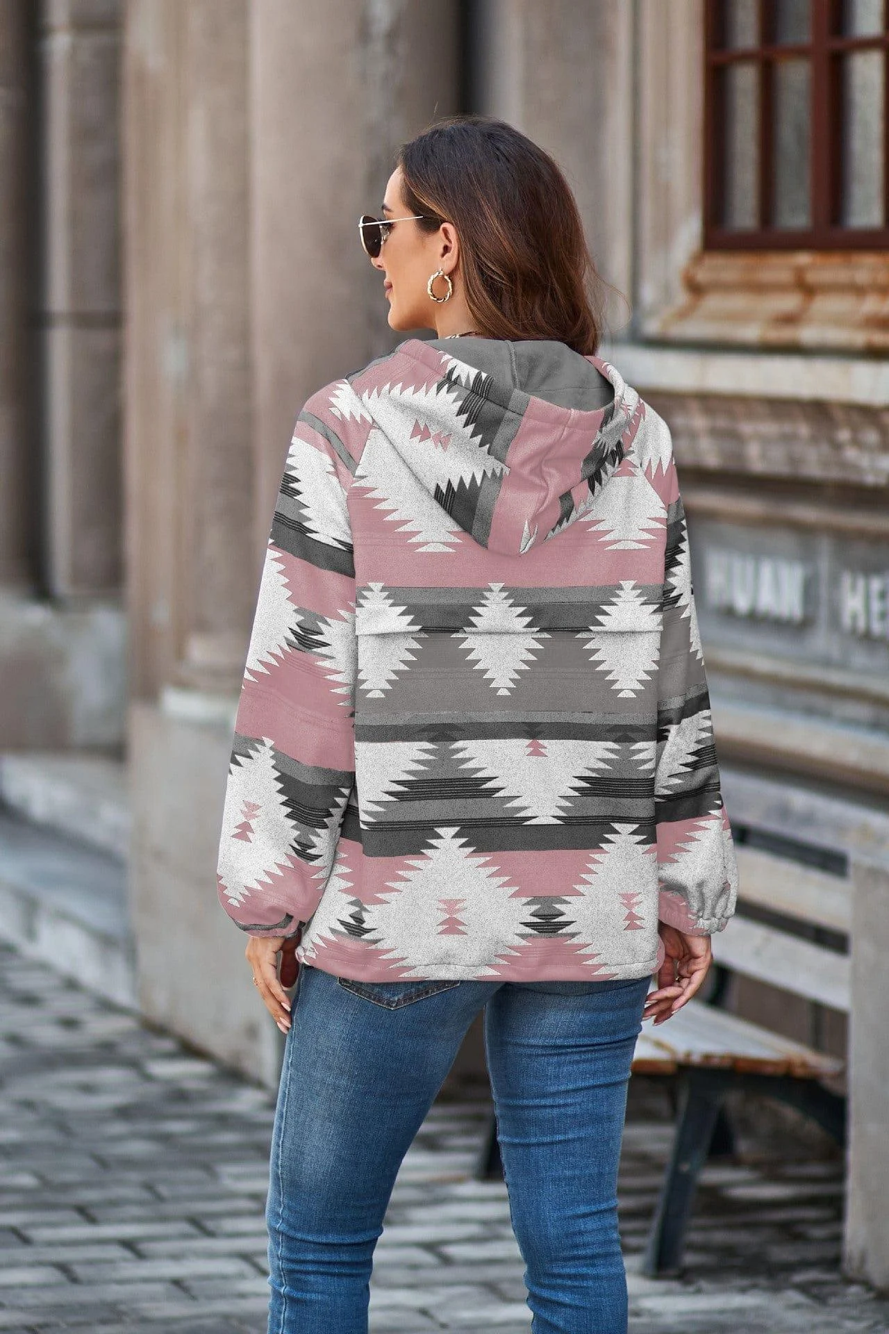 Pink Aztec Print Hoodie - Glova