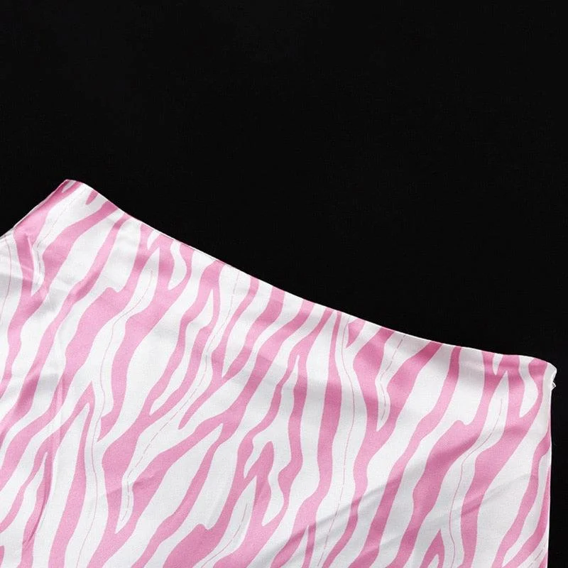 Pink Zebra Midi Mermaid Satin Skirts - Glova