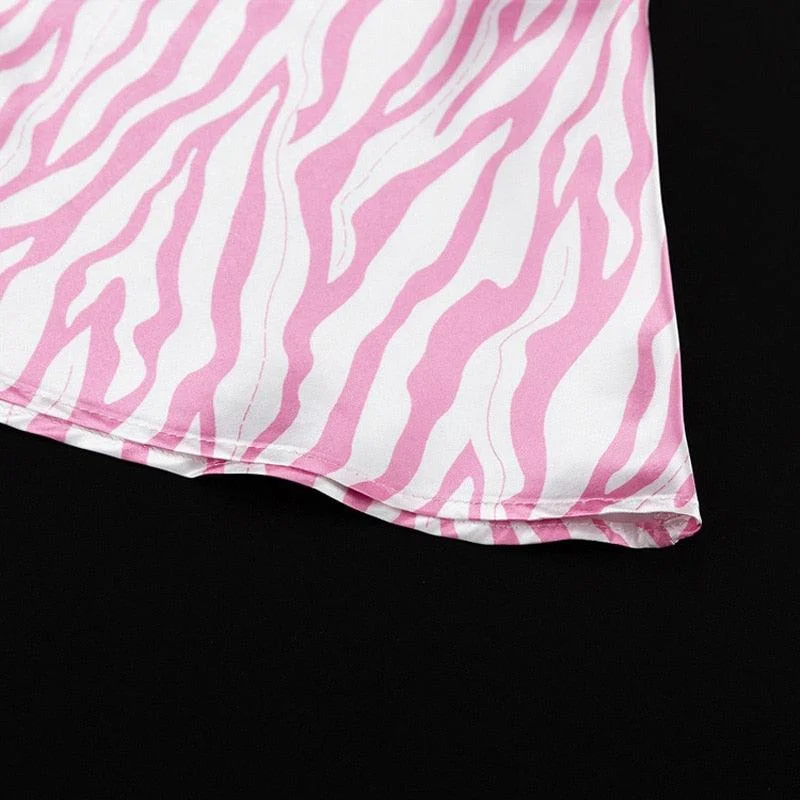 Pink Zebra Midi Mermaid Satin Skirts - Glova