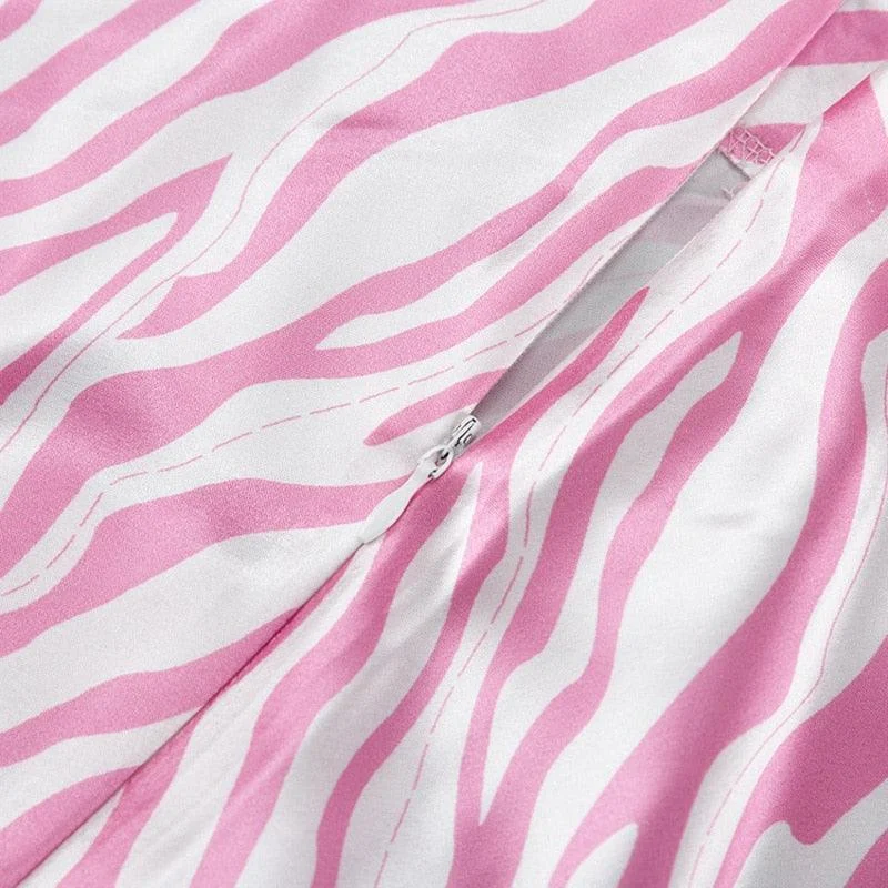 Pink Zebra Midi Mermaid Satin Skirts - Glova