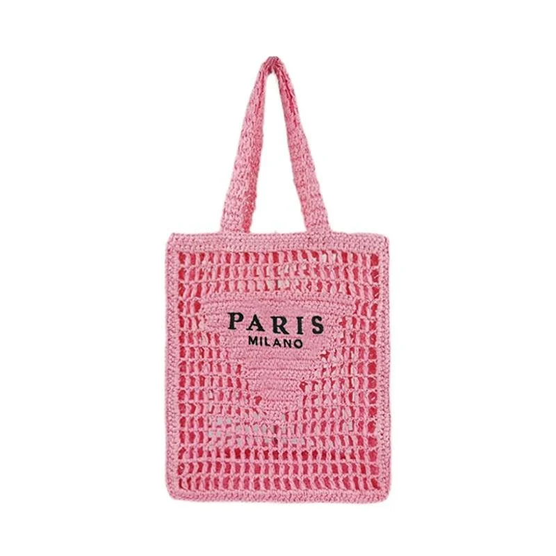 Plaited Raffia Straw Hollow Shoulder Tote Bag - Glova