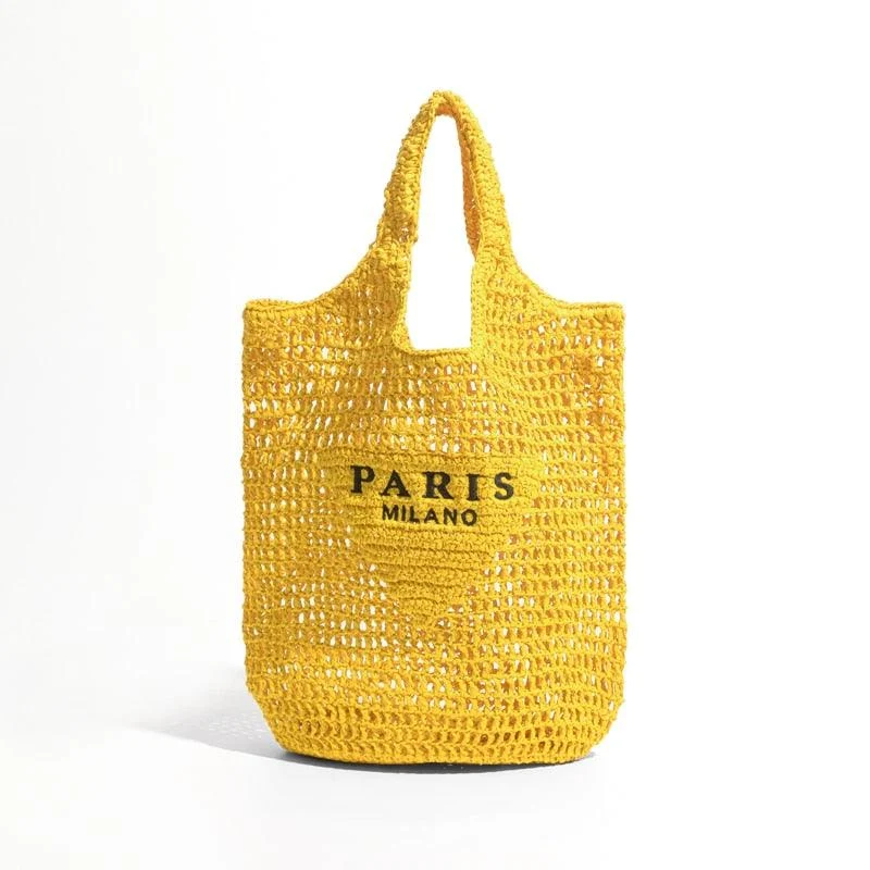 Plaited Raffia Straw Hollow Shoulder Tote Bag - Glova