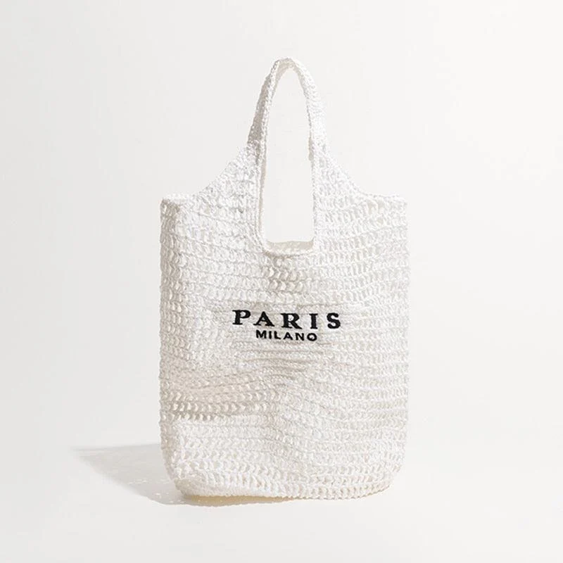 Plaited Raffia Straw Hollow Shoulder Tote Bag - Glova