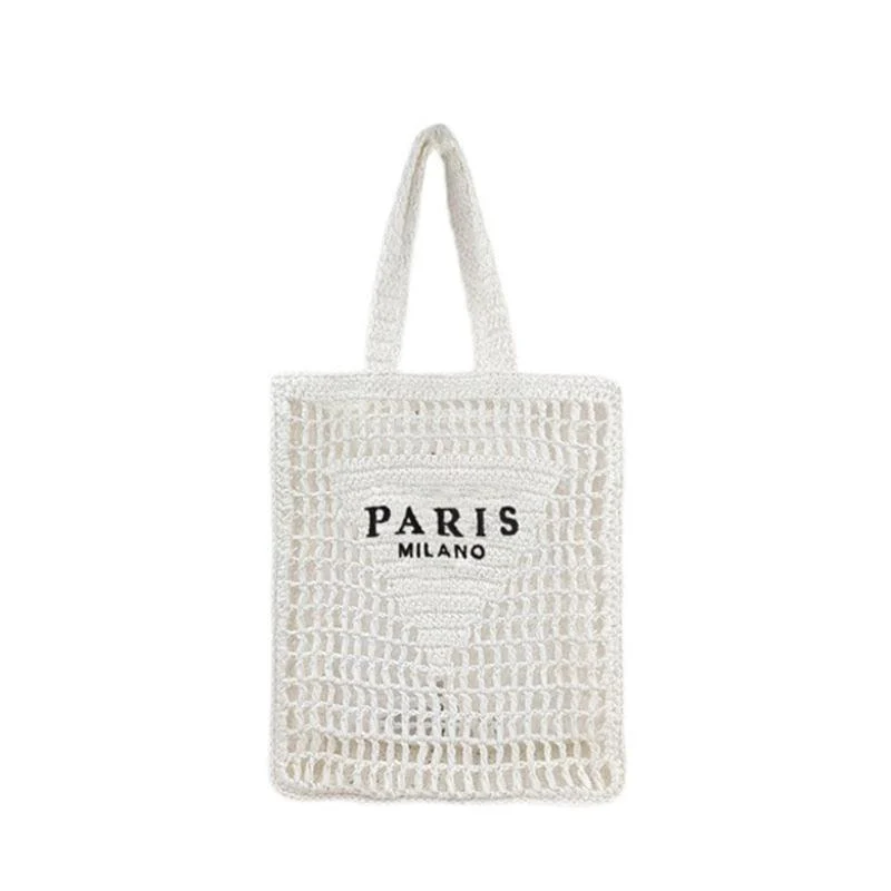 Plaited Raffia Straw Hollow Shoulder Tote Bag - Glova