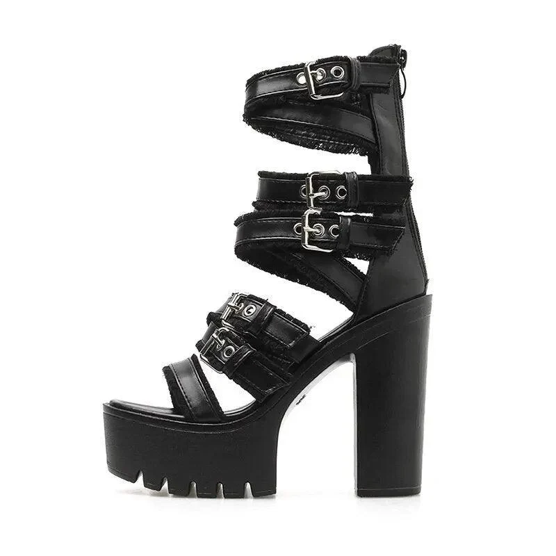 Platform Heeled Buckle Ankle Strap Shoes - Glova