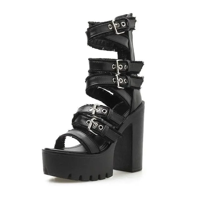 Platform Heeled Buckle Ankle Strap Shoes - Glova