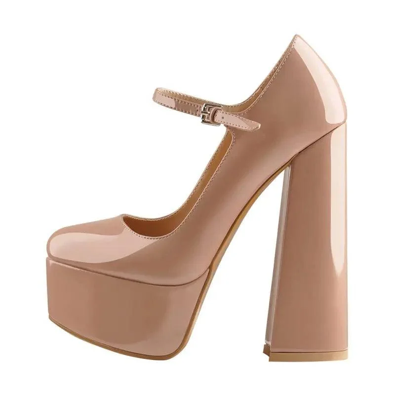 Platform High Heels Ankle Strap Pumps Shoes - Glova