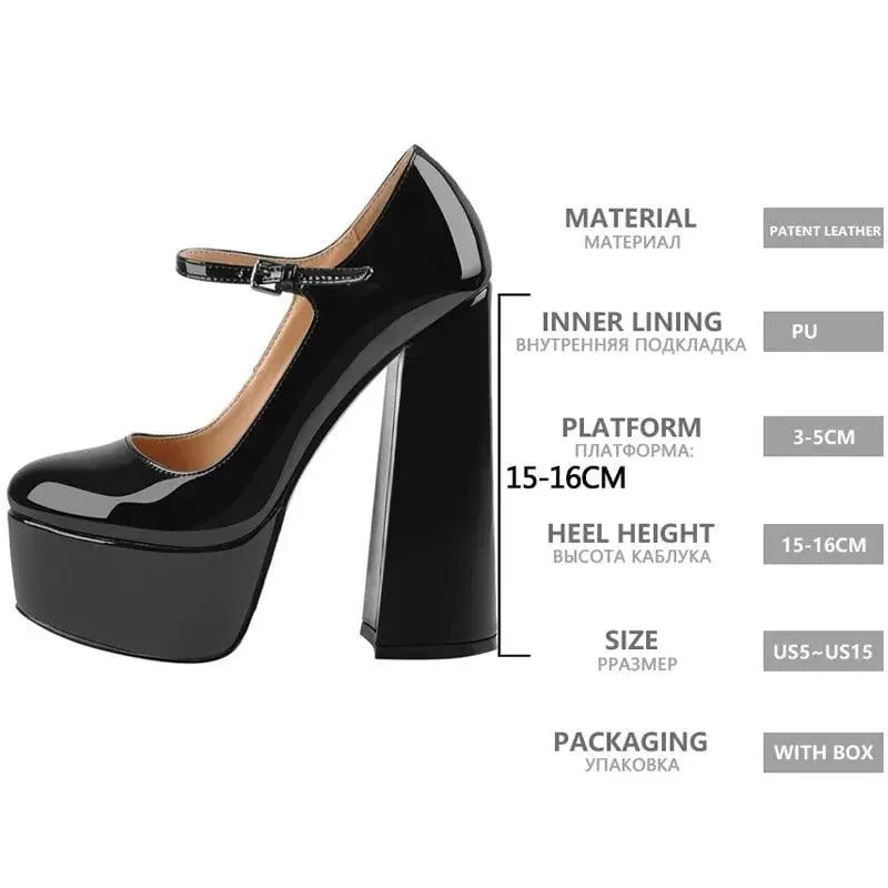 Platform High Heels Ankle Strap Pumps Shoes - Glova