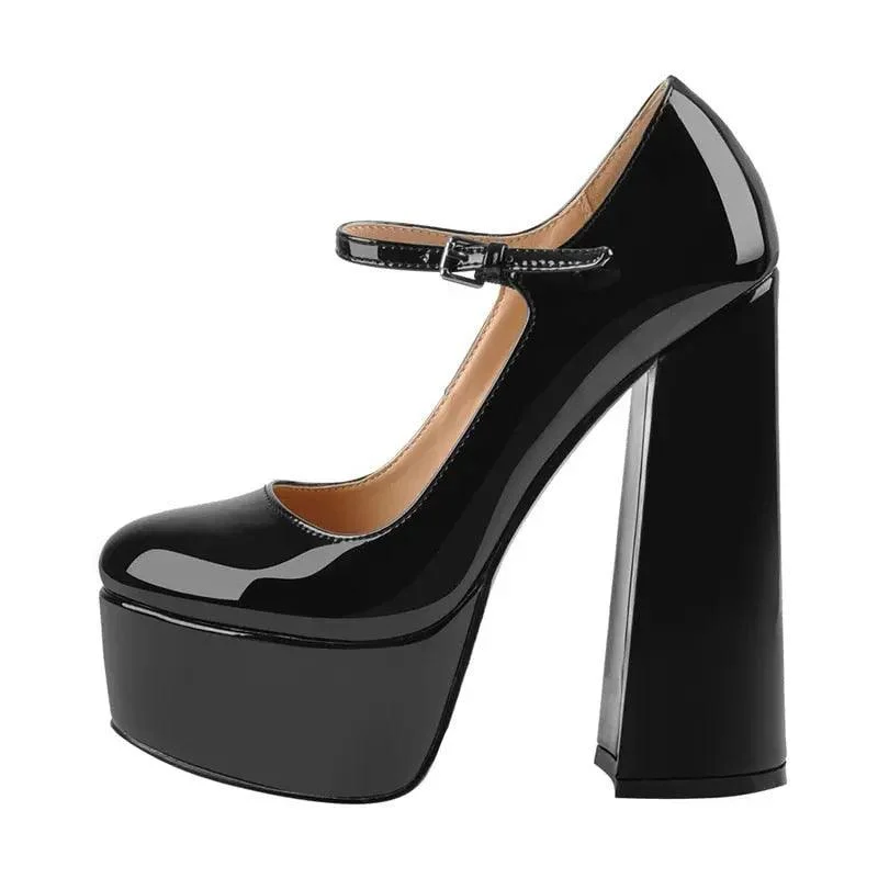 Platform High Heels Ankle Strap Pumps Shoes - Glova