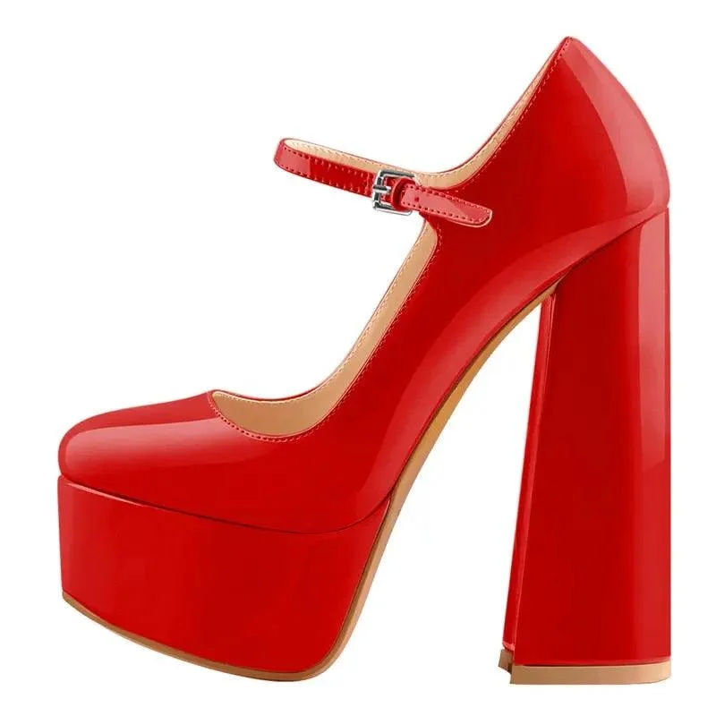 Platform High Heels Ankle Strap Pumps Shoes - Glova