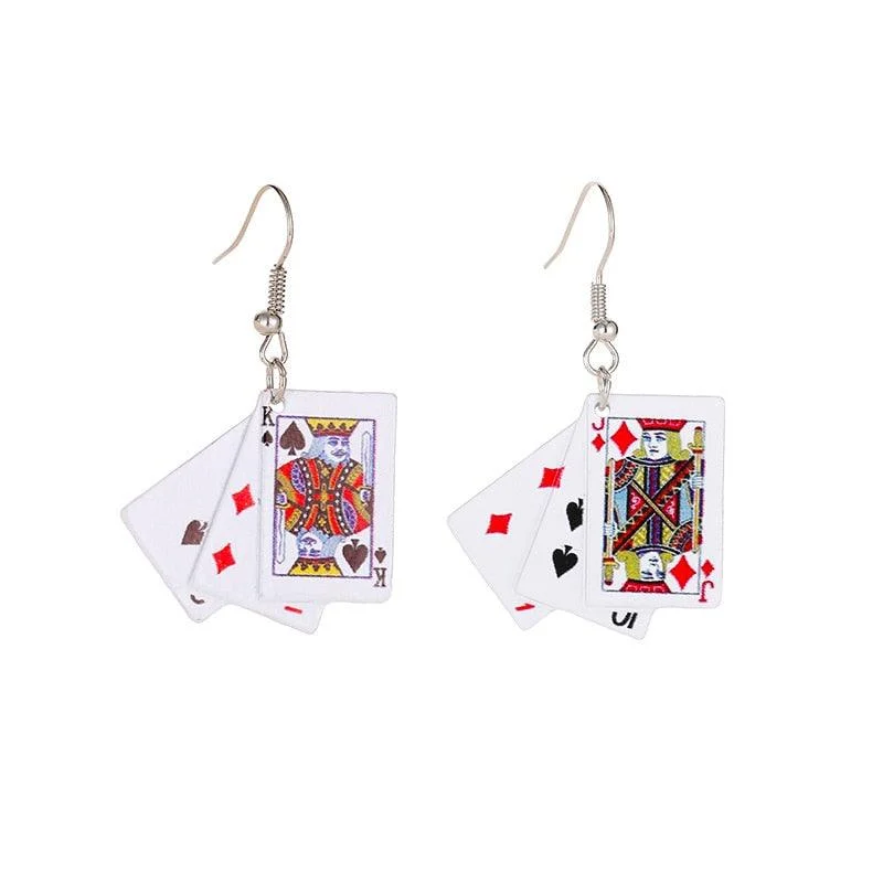 Playing Cards Pendant Drop Earrings - Glova