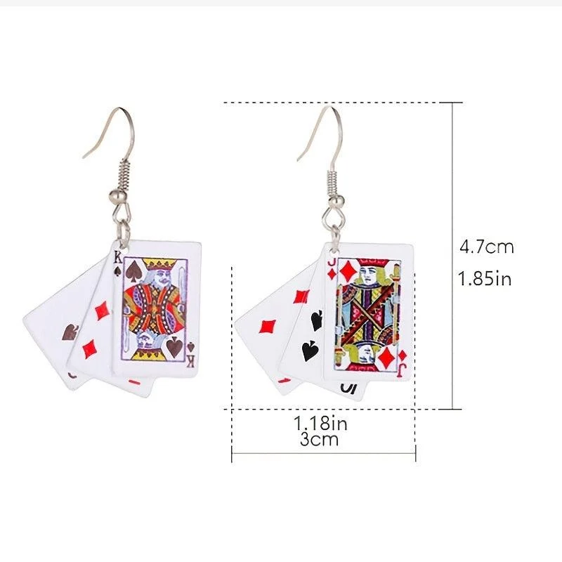 Playing Cards Pendant Drop Earrings - Glova