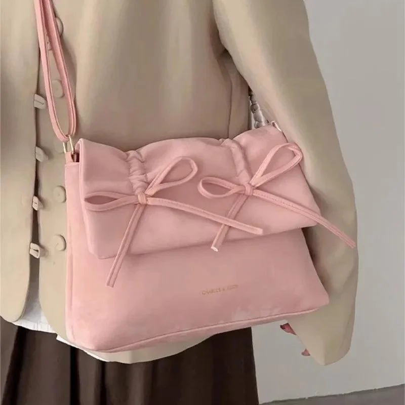 Pleated Bow Scarves Large Capacity Exquisite Female Handbag - Glova