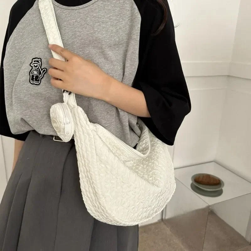 Pleated Solid Color Soft Lightweight Hobos Handbag - Glova