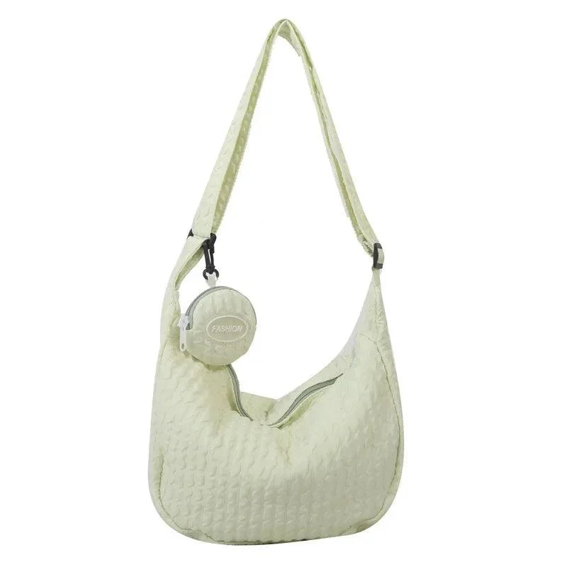 Pleated Solid Color Soft Lightweight Hobos Handbag - Glova