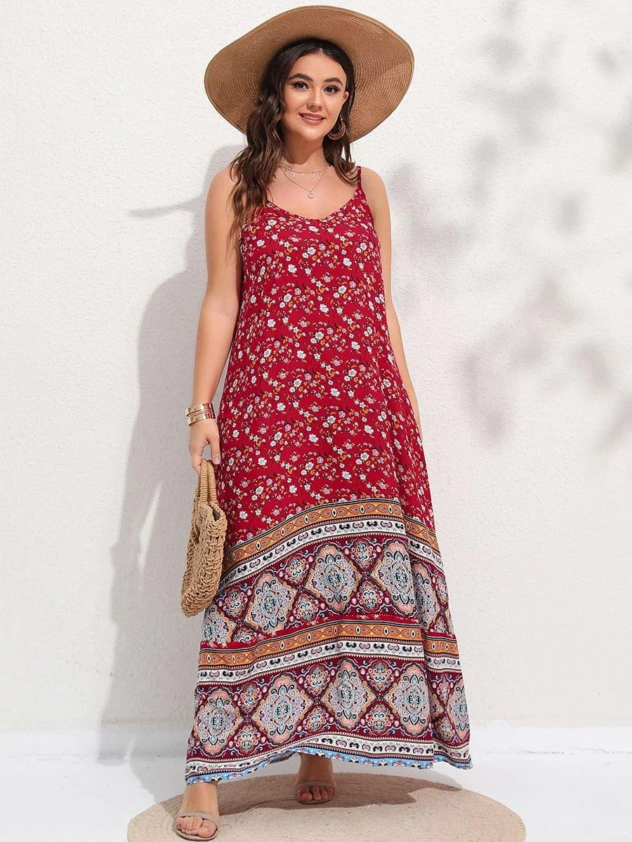 Plus Size Bethany Boho Maxi Dress - Glova