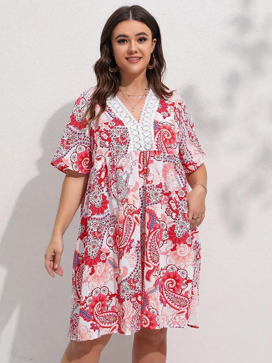 Plus Size Kissa Paisley Midi Dress - Glova