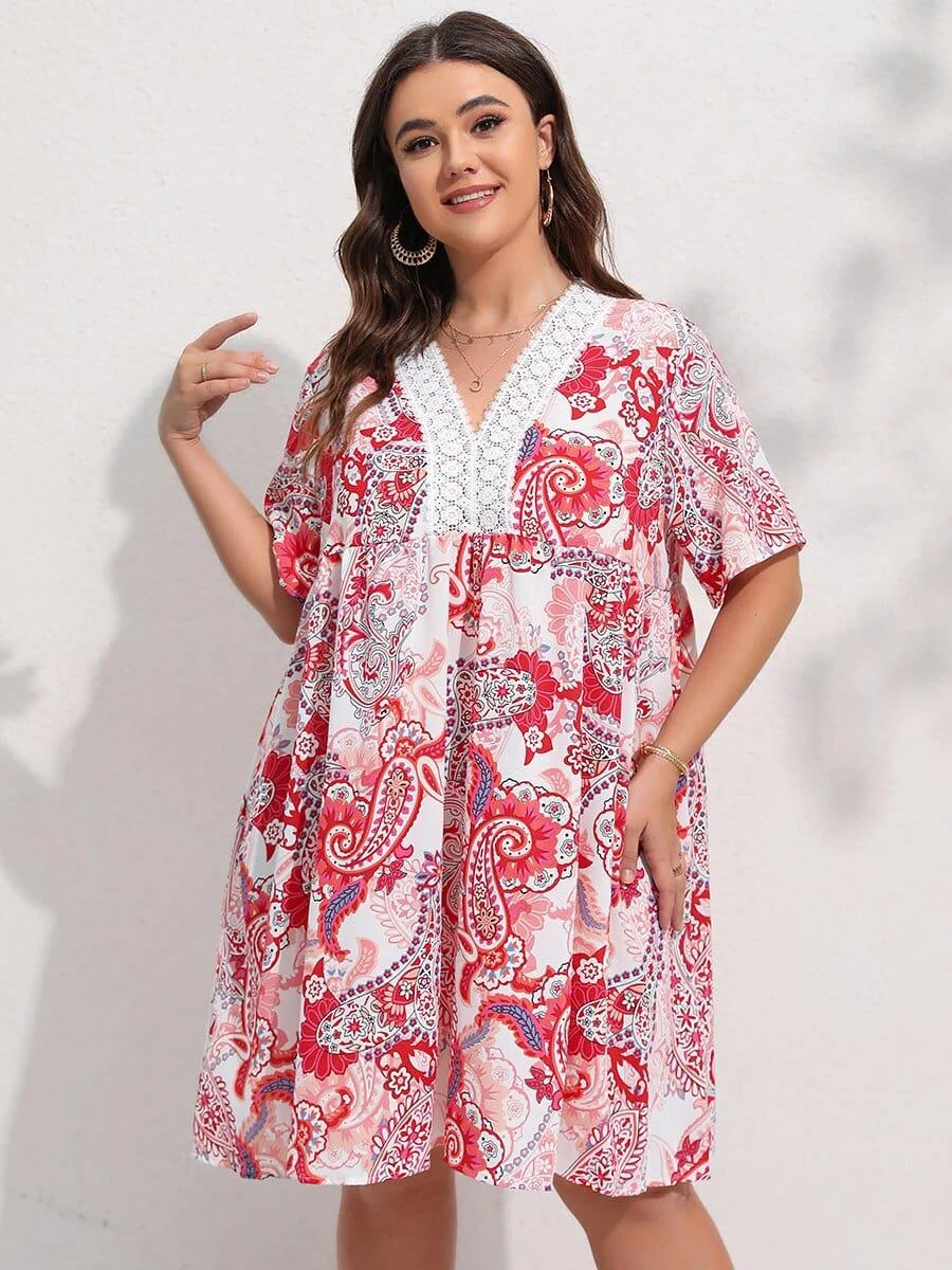 Plus Size Kissa Paisley Midi Dress - Glova