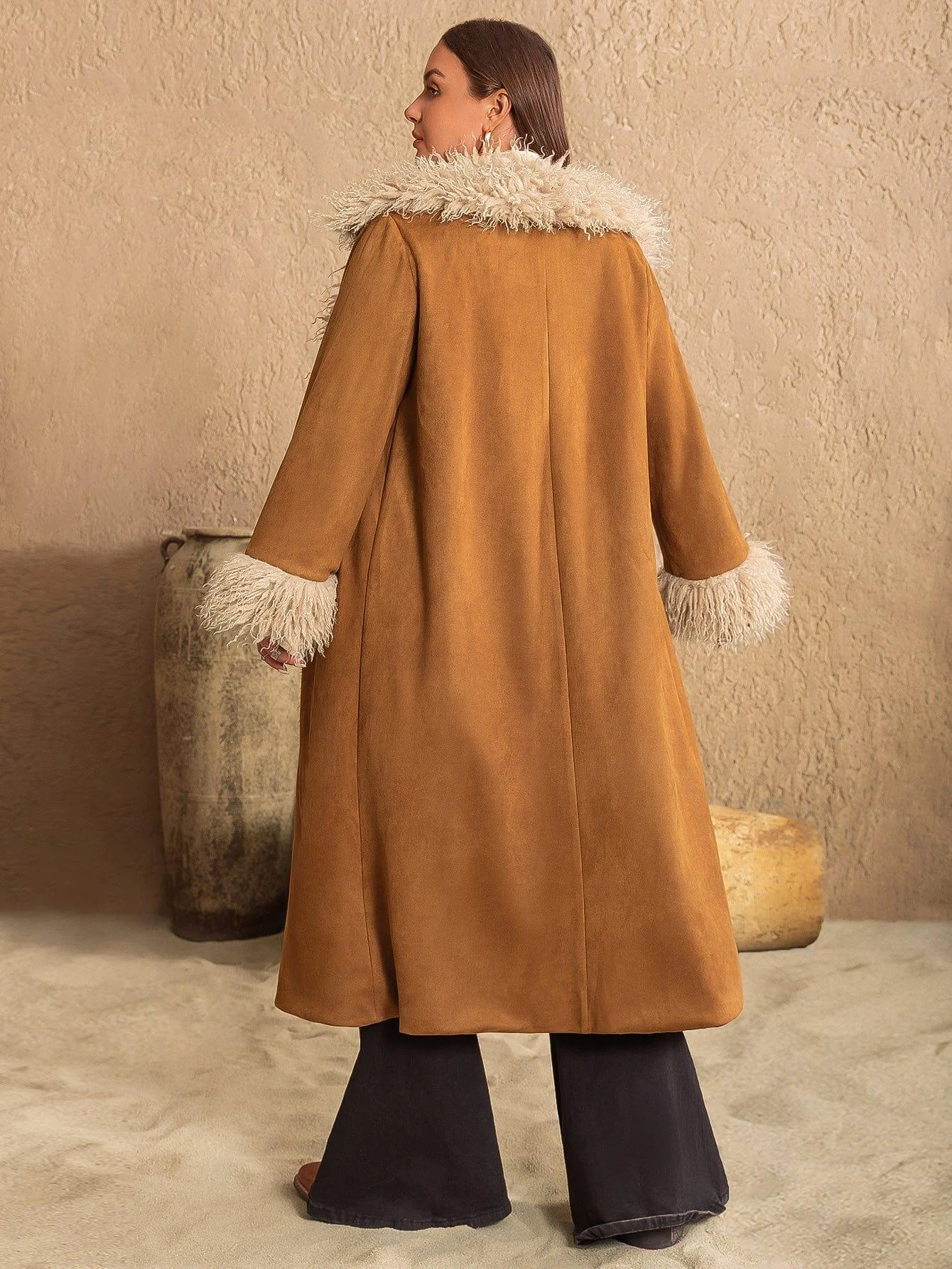 PLUS SIZE Longline Faux Leather Coat - Glova