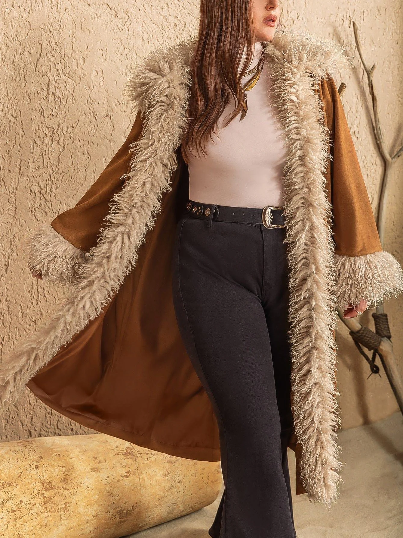 PLUS SIZE Longline Faux Leather Coat - Glova