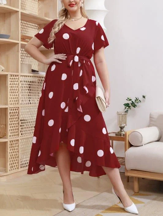 Plus Size Orchid Polka Dot Maxi Dress - Glova