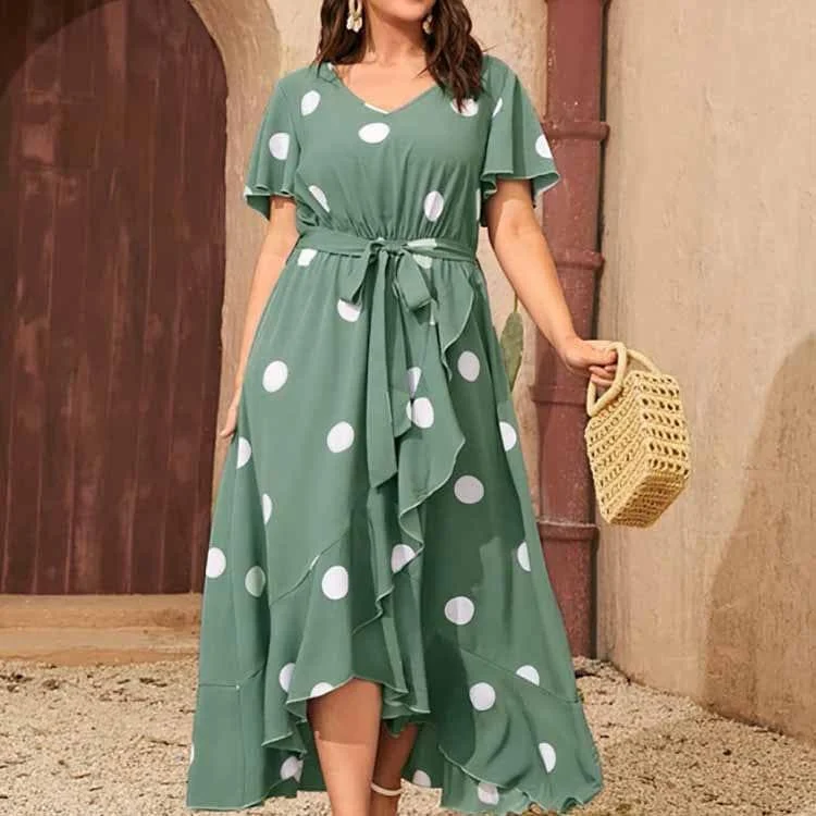 Plus Size Orchid Polka Dot Maxi Dress - Glova