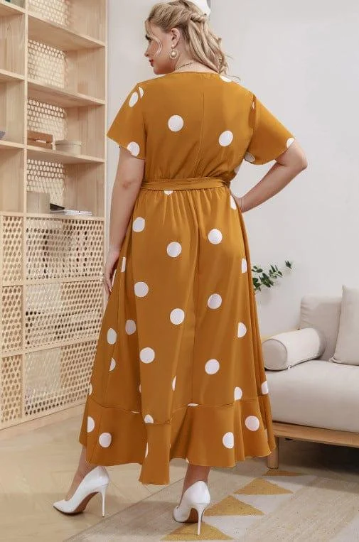 Plus Size Orchid Polka Dot Maxi Dress - Glova