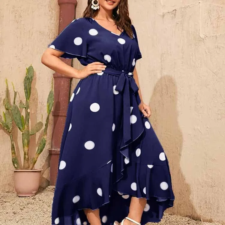 Plus Size Orchid Polka Dot Maxi Dress - Glova