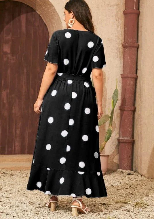 Plus Size Orchid Polka Dot Maxi Dress - Glova