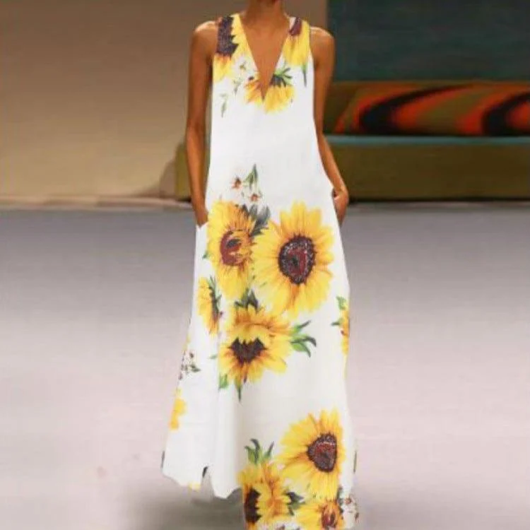 Plus Size Sunshine Blossom Maxi Dress - Glova