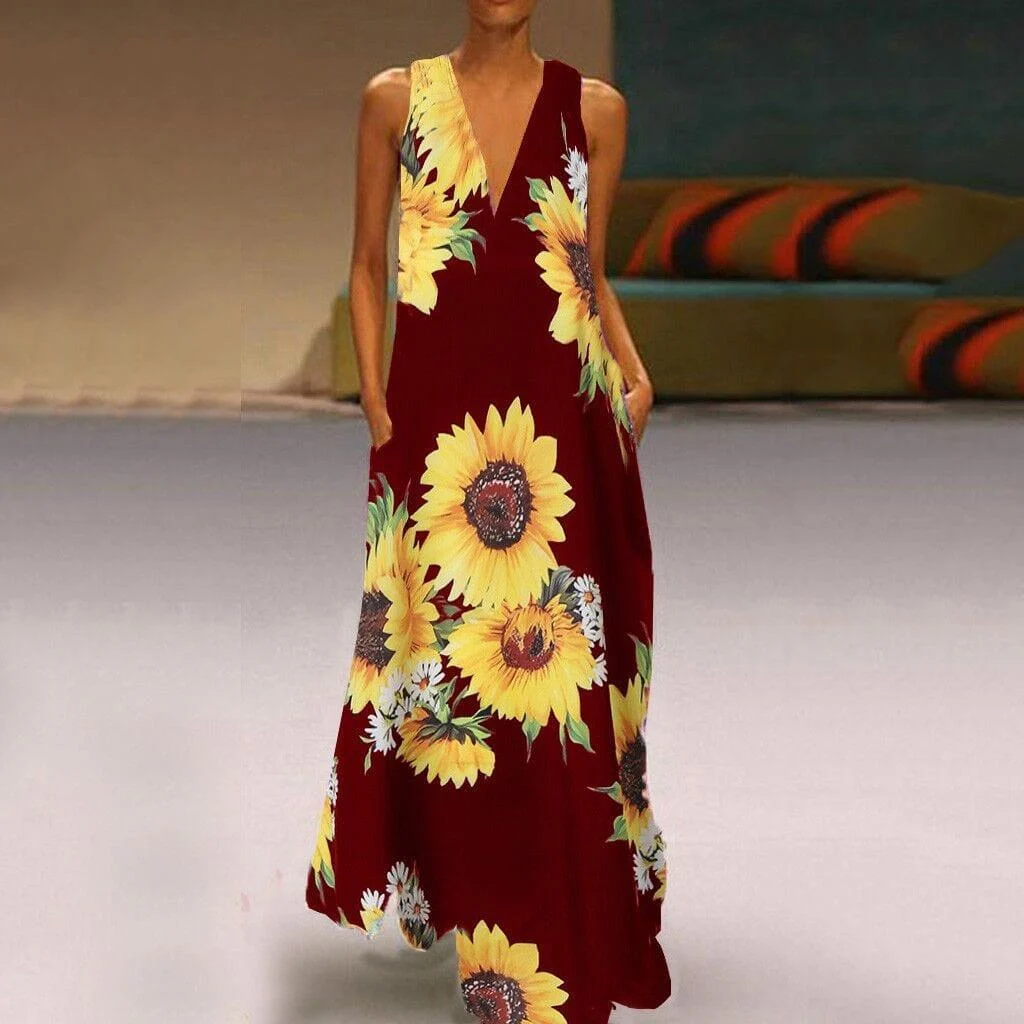 Plus Size Sunshine Blossom Maxi Dress - Glova