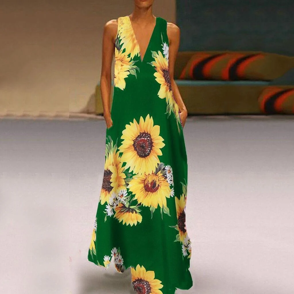 Plus Size Sunshine Blossom Maxi Dress - Glova