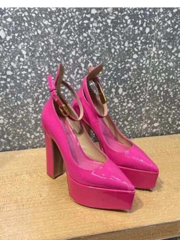 Pointed Toe Pump Square High Heels Women's Platform Shoes - Glova