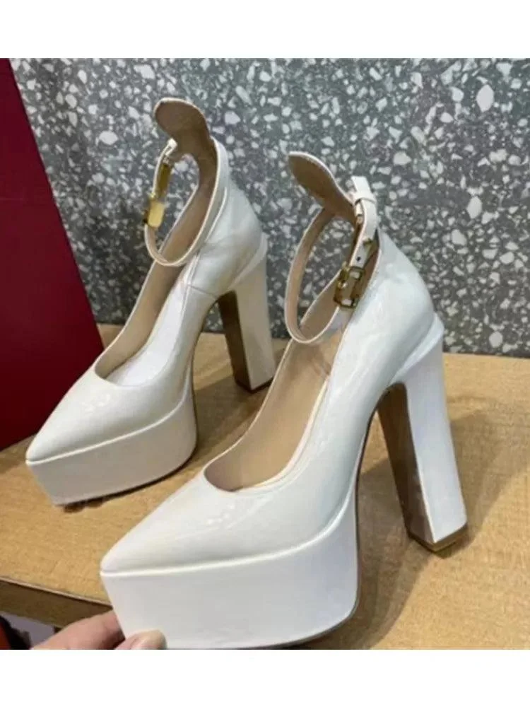 Pointed Toe Pump Square High Heels Women's Platform Shoes - Glova