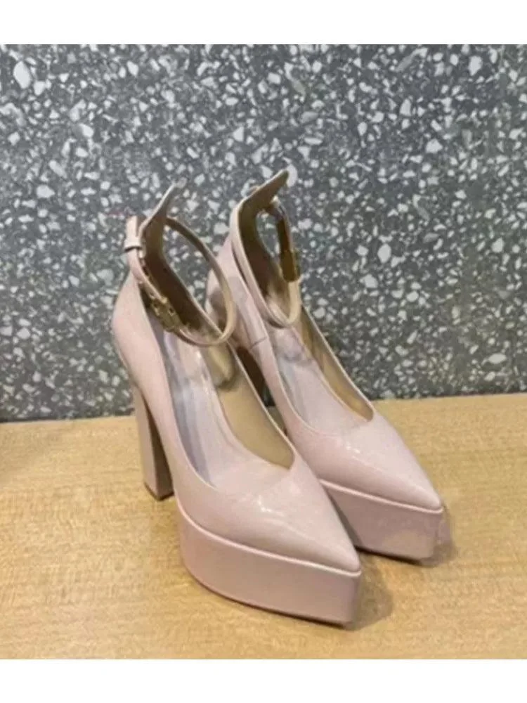 Pointed Toe Pump Square High Heels Women's Platform Shoes - Glova