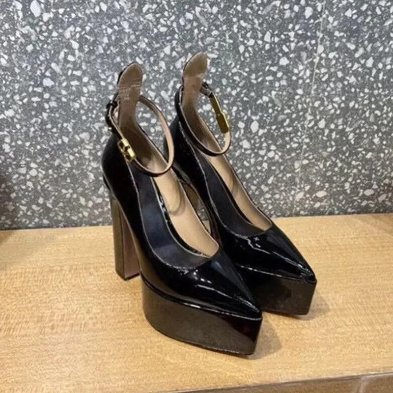 Pointed Toe Pump Square High Heels Women's Platform Shoes - Glova