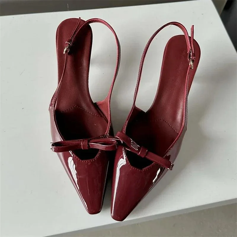 Pointed Toe Pumps Slingbacks Buckle Strap Thin Heels Mules Shoes - Glova