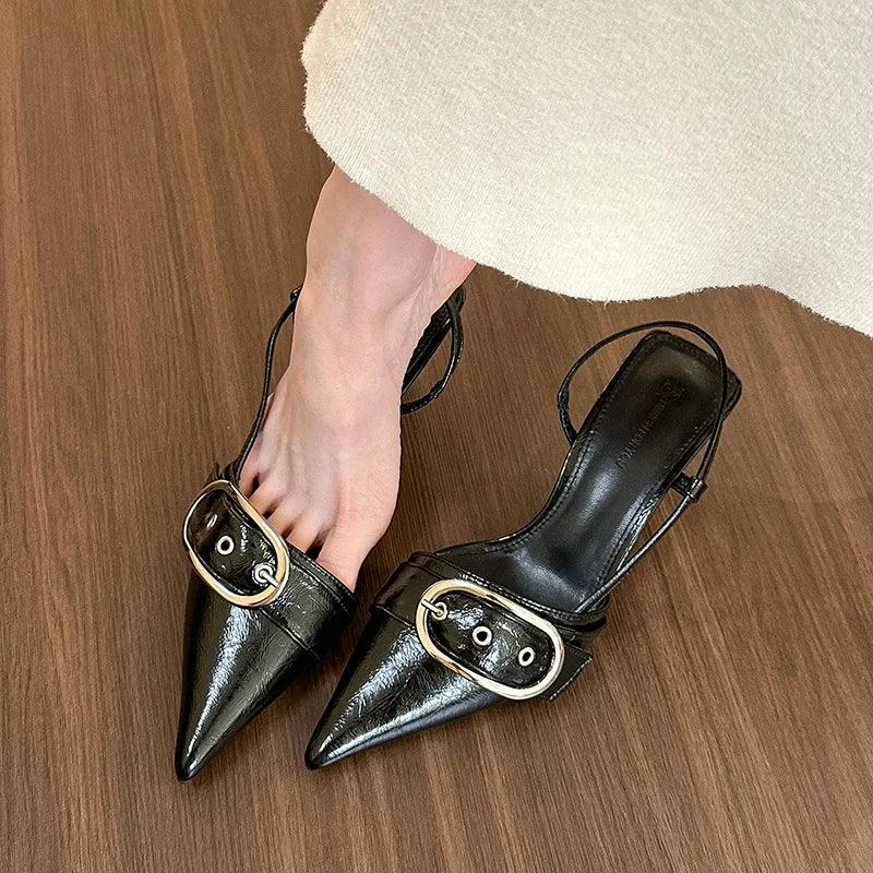 Pointed Toe Square Heels PU Pumps Ladies Shoes - Glova