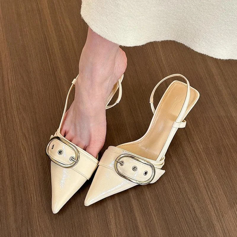 Pointed Toe Square Heels PU Pumps Ladies Shoes - Glova