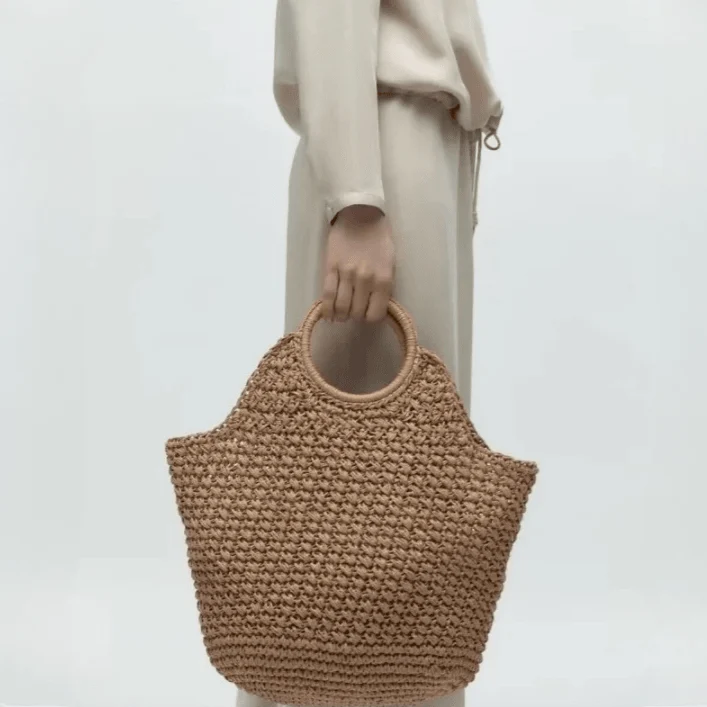 Portia Casual Straw Market Tote Bag - Glova