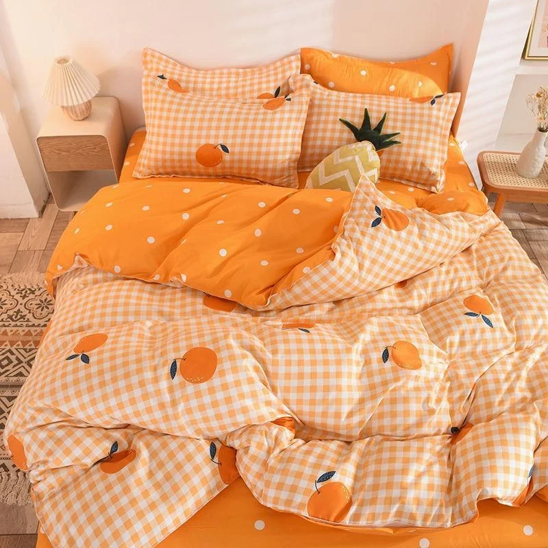 Pretty Orange Duvet Cover Set 4pcs - Glova