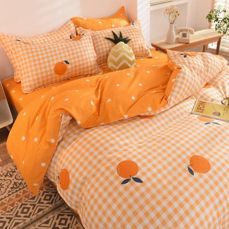 Pretty Orange Duvet Cover Set 4pcs - Glova