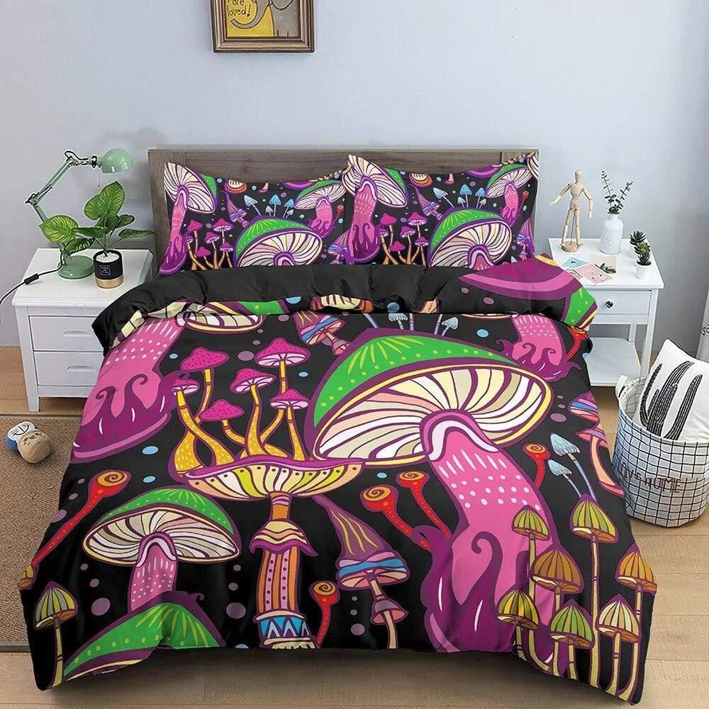 Psychedelic Mushroom Duvet Cover Set 3pcs - Glova