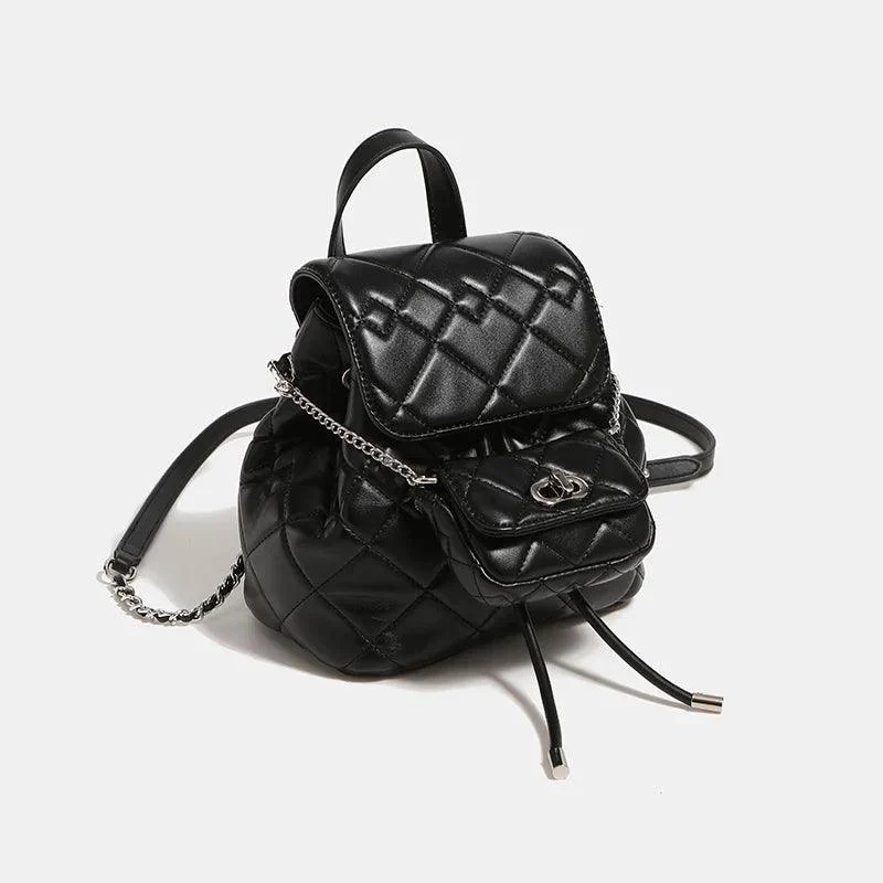 PU Leather Backpacks Bag For Women With Chain Handbag - Glova