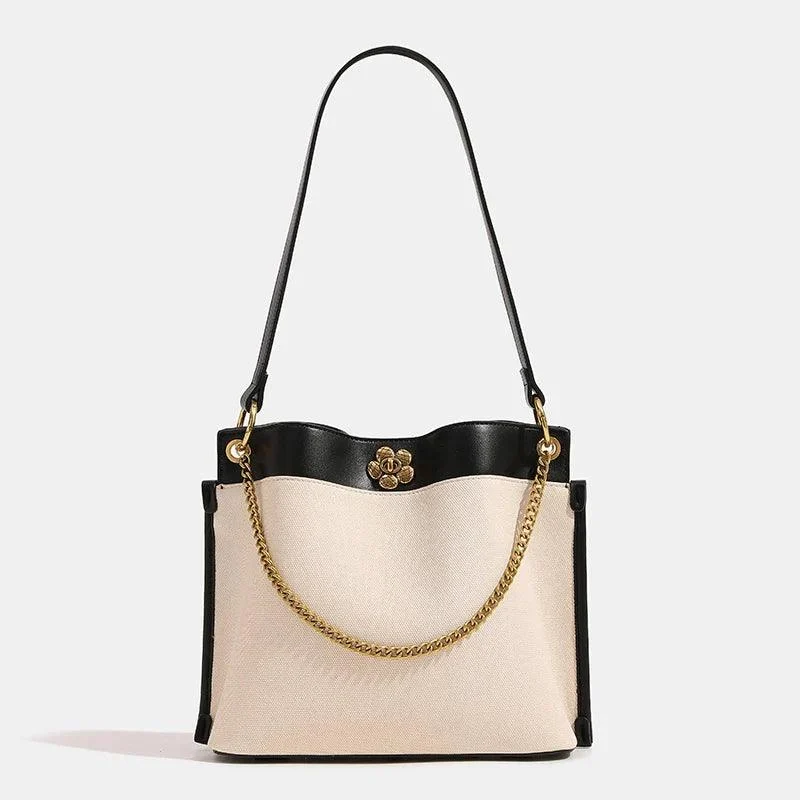 PU Leather Chain Contrasting Colors Hobo Shoulder Bag - Glova