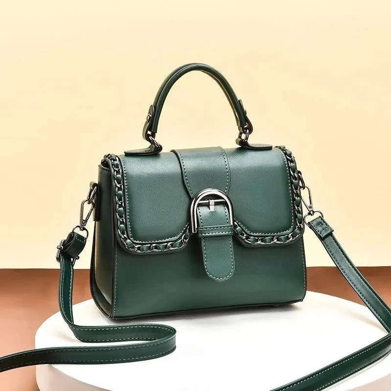 PU Leather Flap Metal Buckle Ladies Shoulder Bags - Glova