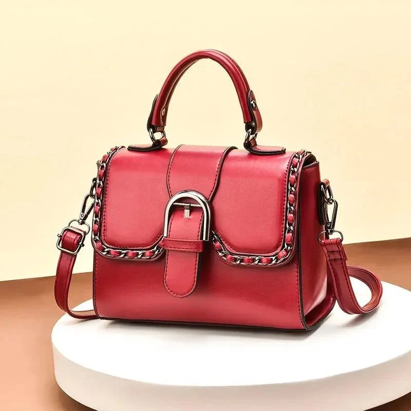 PU Leather Flap Metal Buckle Ladies Shoulder Bags - Glova