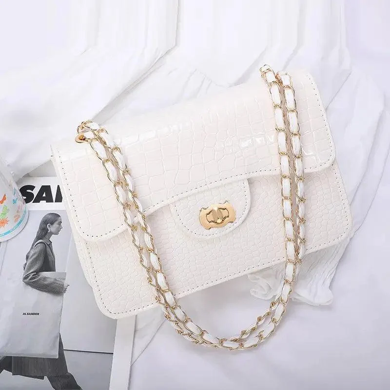 PU Leather Flap Pocket Crossbody Chain Handbags - Glova