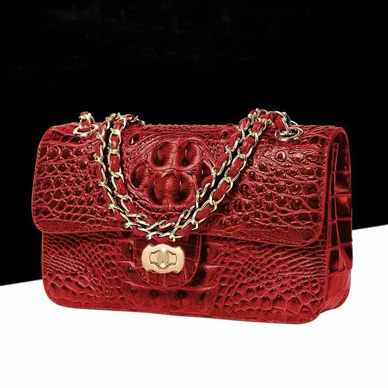 PU Leather Flap Pocket Crossbody Chain Handbags - Glova