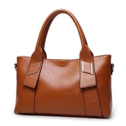 PU Leather Top Handle Solid Hand Bag - Glova